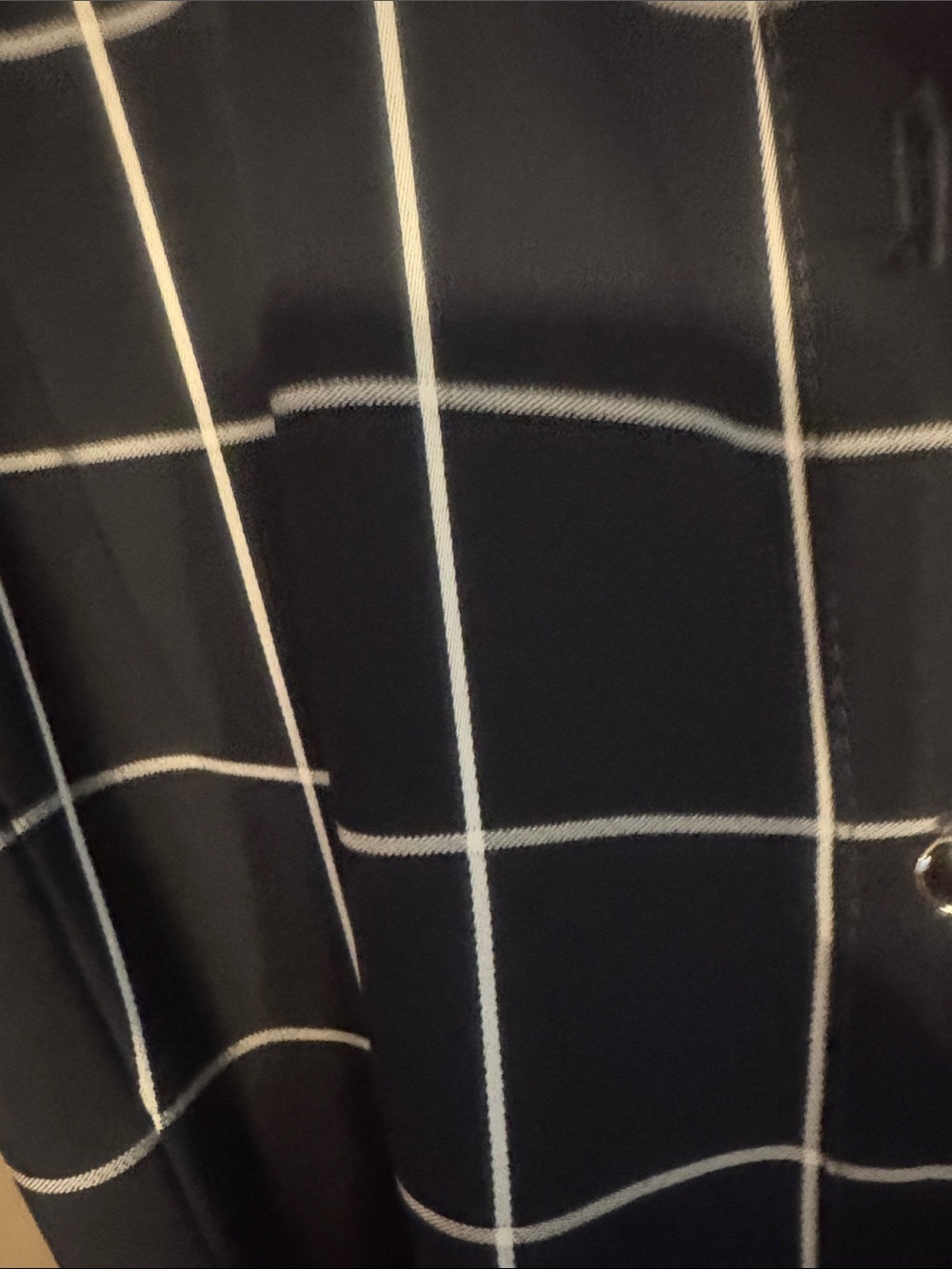 Maggy London Navy Blue and White Windowpane Sleeveless Maxi Shirtdress - Picture 3 of 10